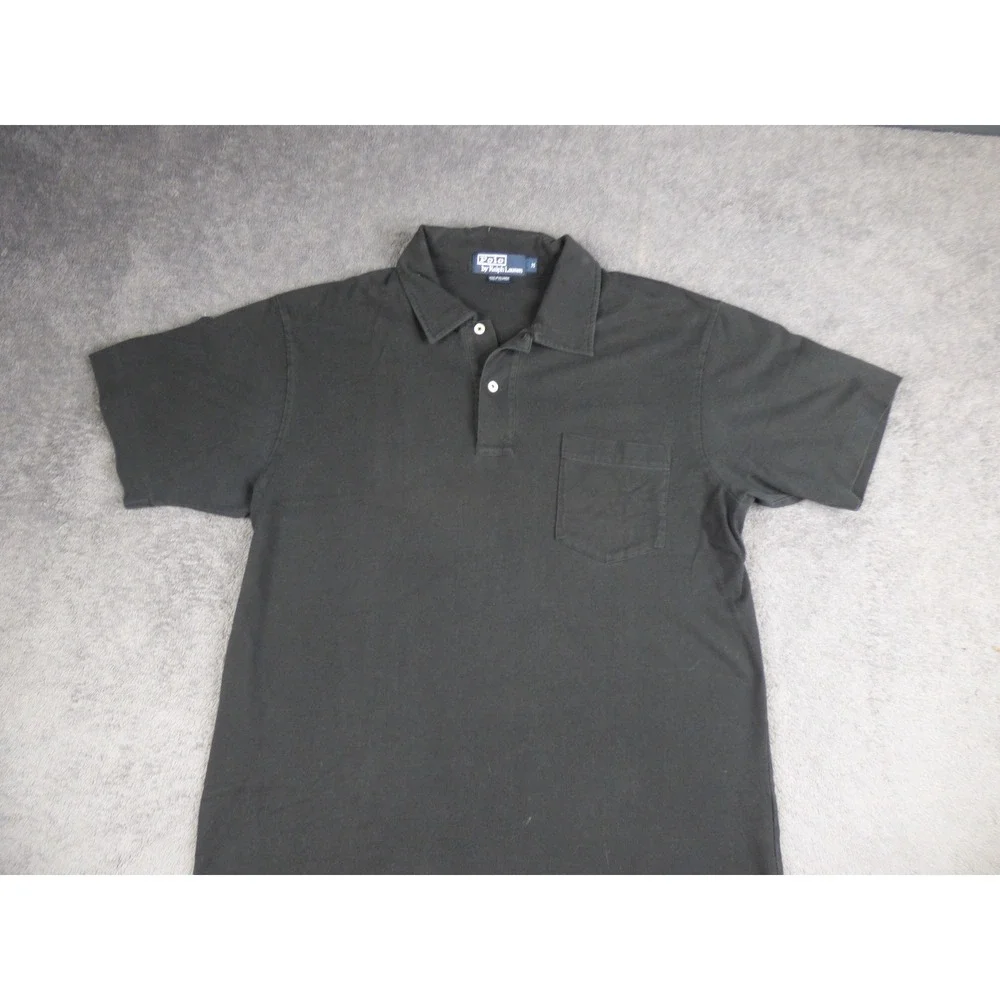 Polo Ralph Lauren Mens Black Cotton Pocket Polo Shirt Red Pony Logo Size M